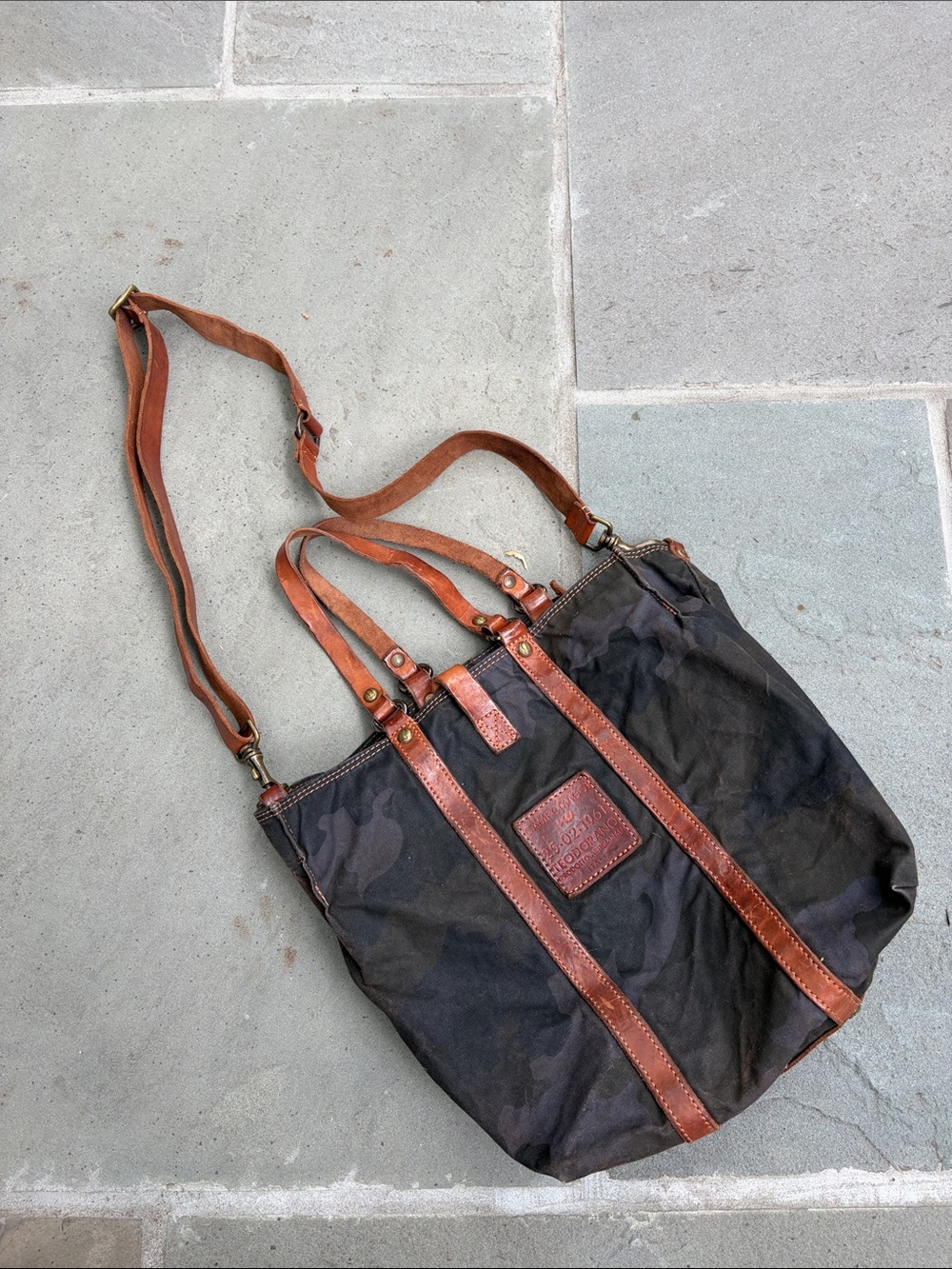 CAMPOMAGGI Teodorano 25-02-1961 Canvas & Leather Messenger Bag Camouflage Italy